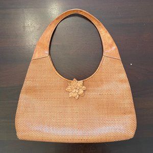 Tan Weave Leather Shoulder Bag